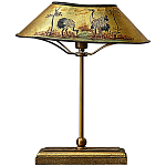 Настольная лампа с абажуром из металла Chinoiserie Cranes Table Lamp Gold варинант исполнения - 1 | Loft Concept в Тюмени