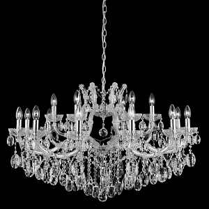 Люстра подвесная двухъярусная с 18-ю лампочками и прозрачными хрустальными подвесками на хромированном основании Crystal lamps