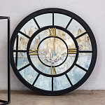 Зеркало настенное в чёрной металлической раме в виде часов Mirror Tower Clock варинант исполнения - 3 | Loft Concept в Тюмени