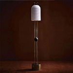 Торшер с белым фактурным абажуром и декором из черных сфер Echoes of Light варинант исполнения - 1 | Loft Concept в Тюмени