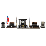 Настольный письменный набор с часами из природного камня обсидиана Team leader варинант исполнения - 1 | Loft Concept в Тюмени