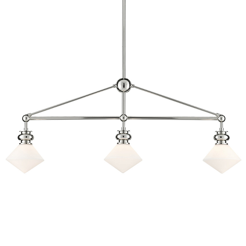 Люстра линейная с ромбовидными плафонами Pointed Diamond Shade Никель Белый Люстра линейная с ромбовидными плафонами Pointed Diamond Shade Никель Белый в Тюмени | Loft Concept