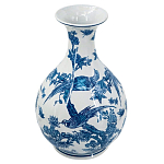 Ваза с мотивами цветущего сада с попугаями Blue Vase Inspired by Nature варинант исполнения - 1 | Loft Concept в Тюмени