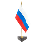 Флагшток настольный с флагом России из камня обсидиан Stone Flagpole варинант исполнения - 2 | Loft Concept в Тюмени