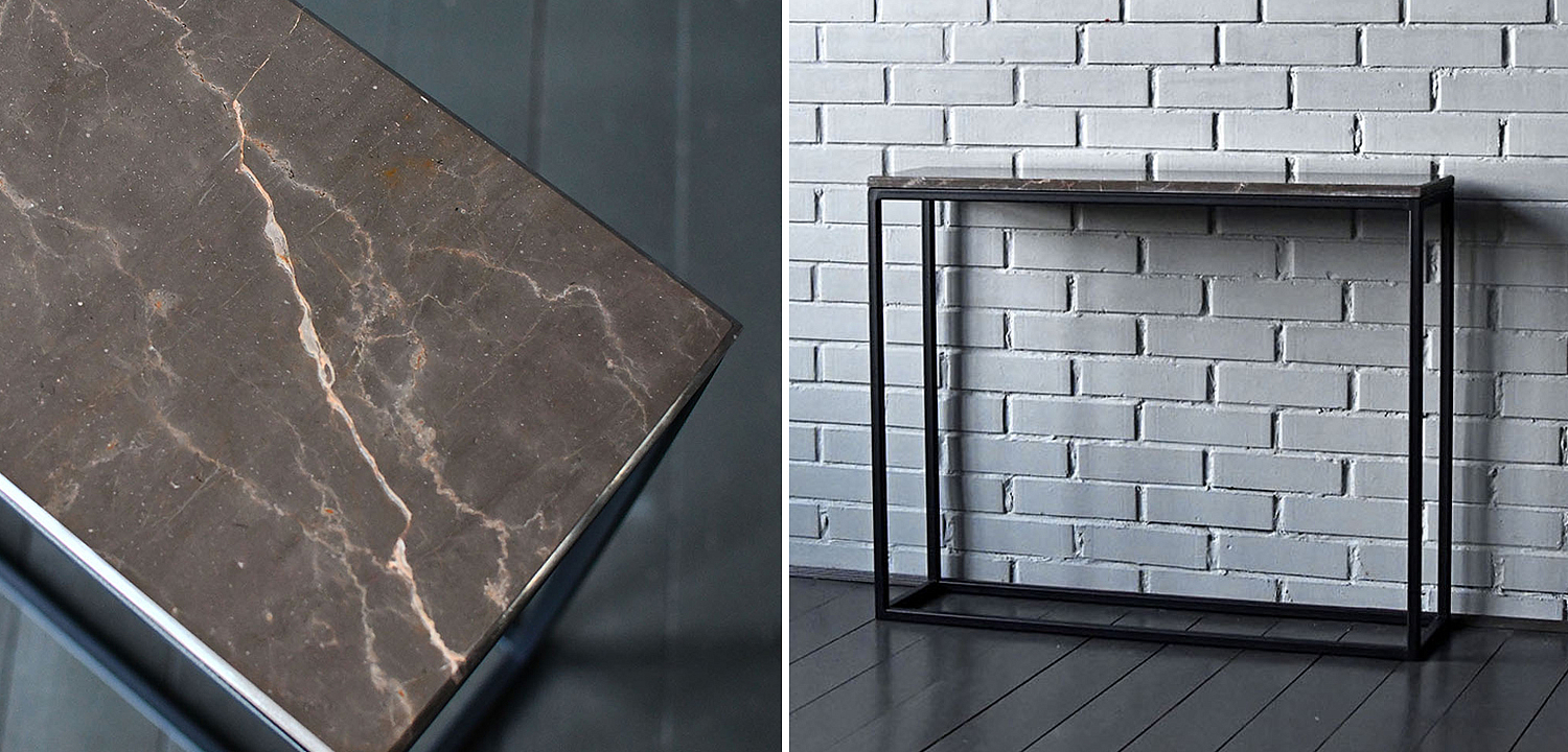Консоль с коричневой мраморной столешницей Different Marble Brown Консоль с коричневой мраморной столешницей Different Marble Brown - Loft-Concept в Тюмени
