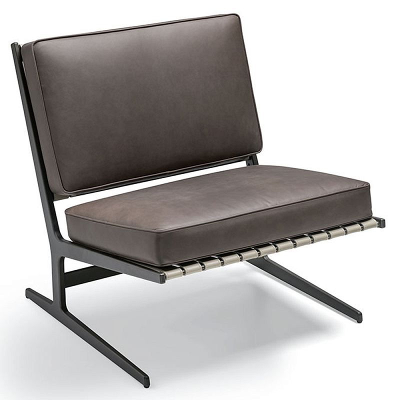 Дизайнерское кресло без подлокотников кожаное на металлическом каркасе PAULA Armchair Графитовый Коричневый Бежевый Дизайнерское кресло без подлокотников кожаное на металлическом каркасе PAULA Armchair Графитовый Коричневый Бежевый в Тюмени | Loft Concept