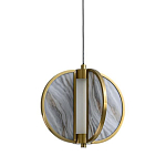 Подвесной светильник с круглым плафоном из искусственного алебастра в бронзовой оправе Marbella варинант исполнения - 1 | Loft Concept в Тюмени