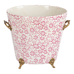Кашпо из белого фарфора с розовым цветочным орнаментом Eden Garden варинант исполнения - 1 | Loft Concept в Тюмени