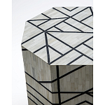 Приставной столик с инкрустацией Black and White Geometry bone bedside table варинант исполнения - 1 | Loft Concept в Тюмени