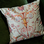 Декоративная подушка светло-зеленая с растительным орнаментом Raffael Floral Green Cushion варинант исполнения - 3 | Loft Concept в Тюмени