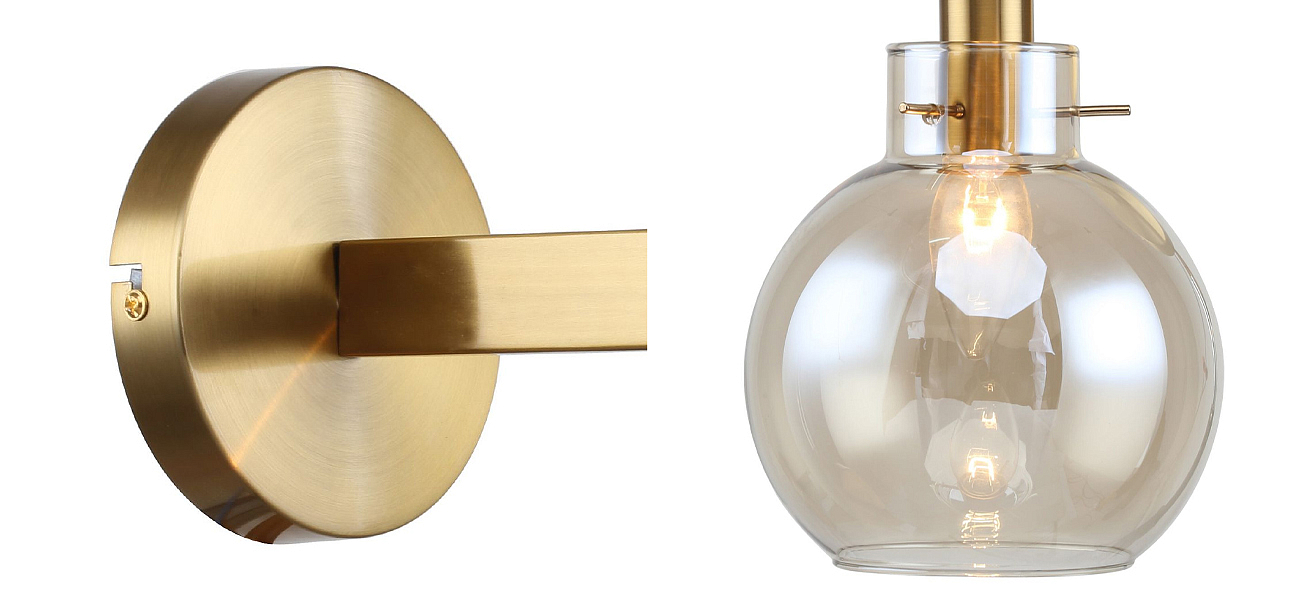 Бра с плафоном коньячного цвета Carmella Globe Brass Бра с плафоном коньячного цвета Carmella Globe Brass - Loft-Concept в Тюмени
