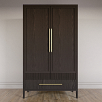 Шкаф платяной Primo с выдвижными ящиками шпон Темный орех варинант исполнения - 2 | Loft Concept в Тюмени