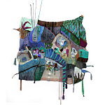 Панно гобелен яркие Пространство-Время TimeSpace Blue варинант исполнения - 2 | Loft Concept в Тюмени