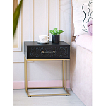 Приставной столик с резным узором на выдвижном ящике Black Table Carved Pattern варинант исполнения - 8 | Loft Concept в Тюмени