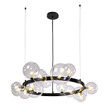 Люстра круглая подвесная с 15-ю прозрачными шарообразными плафонами из стекла Iona chandelier варинант исполнения - 7 | Loft Concept в Тюмени