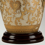 Настольная лампа с фарфоровым основанием с декоративным орнаментом и белым абажуром на темной круглой подставке Elstead Lighting варинант исполнения - 9 | Loft Concept в Тюмени