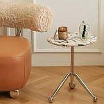 Дизайнерский журнальный стол с круглой столешницей на изогнутых стальных ножках Obafaby варинант исполнения - 1 | Loft Concept в Тюмени