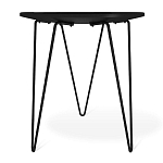 Стол журнальный с круглой столешницей из стекла на 3-х черных ножках Beige Marble варинант исполнения - 4 | Loft Concept в Тюмени