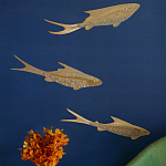 Обои с вышивкой ручной работы Deco Fish Aurum colourway on Caribbean Sea slub silk варинант исполнения - 1 | Loft Concept в Тюмени