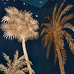 Обои с вышивкой ручной работы Deco Palms Original colourway on velvet варинант исполнения - 3 | Loft Concept в Тюмени