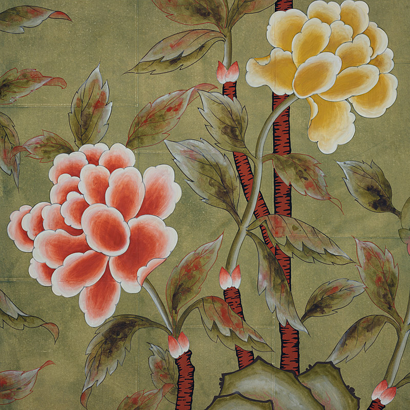 Обои ручная роспись Korean Peony Colourway SC-50 on Edo Cannella India tea paper  в Тюмени | Loft Concept 
