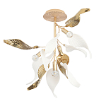 Люстра потолочная с белыми матовыми и золотыми глянцевыми листьями Wintery flovers варинант исполнения - 1 | Loft Concept в Тюмени