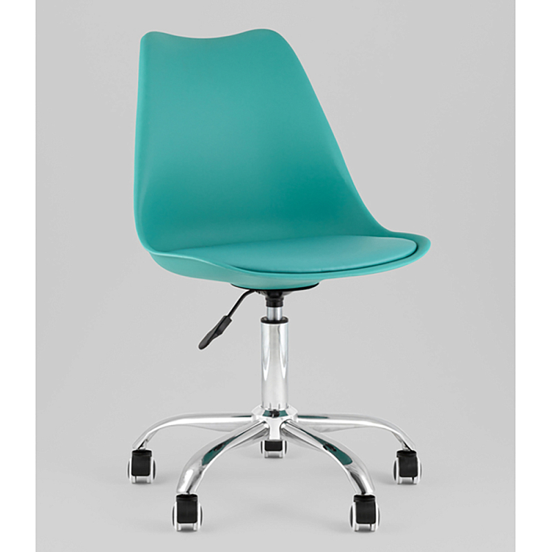 Офисный стул на металлическом основании EGGERY Blue пластик Черный Бирюзовый Хром в Тюмени | Loft Concept 