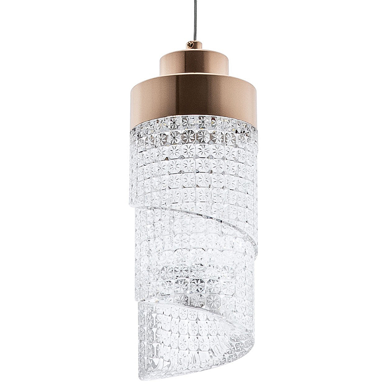 Подвесной светильник со спиралевидным плафоном из акрила Spiral Acrylic Gold Hanging Lamp Глянцевое золото Прозрачный Подвесной светильник со спиралевидным плафоном из акрила Spiral Acrylic Gold Hanging Lamp Глянцевое золото Прозрачный в Тюмени | Loft Concept