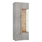 Шкаф-витрина с фасадом цвета серый бетон и стеклянными дверками Grace of Furniture варинант исполнения - 2 | Loft Concept в Тюмени