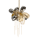 Люстра подвесная со стеклянными плафонами из дымчатого и золотистого с шестью вертикальными подвесками Gilded Mirage  варинант исполнения - 1 | Loft Concept в Тюмени