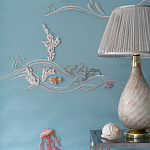 Обои с вышивкой ручной работы Amami Waves Moonbeam colourway on silk moire варинант исполнения - 4 | Loft Concept в Тюмени