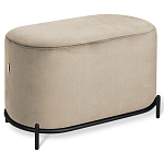 Банкетка овальная бежевый велюр на 4-х металлических ножках черного цвета SANJAY варинант исполнения - 1 | Loft Concept в Тюмени