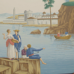 Обои ручная роспись Views of Italy Olive варинант исполнения - 1 | Loft Concept в Тюмени