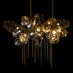 Люстра подвесная с 22-мя гранёными стеклянными плафонами с вертикальными подвесками Gilded Mirage  варинант исполнения - 8 | Loft Concept в Тюмени