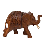 Статуэтка из дерева суар в виде слона в традиционном облачении Little Elephant варинант исполнения - 2 | Loft Concept в Тюмени