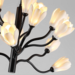 Люстра подвесная черного цвета с ветвями и белыми фарфоровыми цветами Floralis варинант исполнения - 6 | Loft Concept в Тюмени