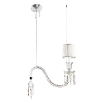 Подвесной светильник с белым текстильным абажуром и изогнутым хрустальным основанием с подвесками Lustre Reverie варинант исполнения - 2 | Loft Concept в Тюмени