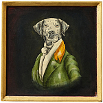 Картина в квадратной раме Chinoiserie Grey Dog Portrait варинант исполнения - 1 | Loft Concept в Тюмени