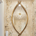 Зеркало овальное в деревянной золотистой раме Oval Gold Lines варинант исполнения - 3 | Loft Concept в Тюмени