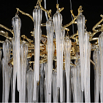 Люстра золотого цвета с декоративными ветками и длинными прозрачными стеклянными подвесами в форме сосулек Droplet Chandelier варинант исполнения - 10 | Loft Concept в Тюмени