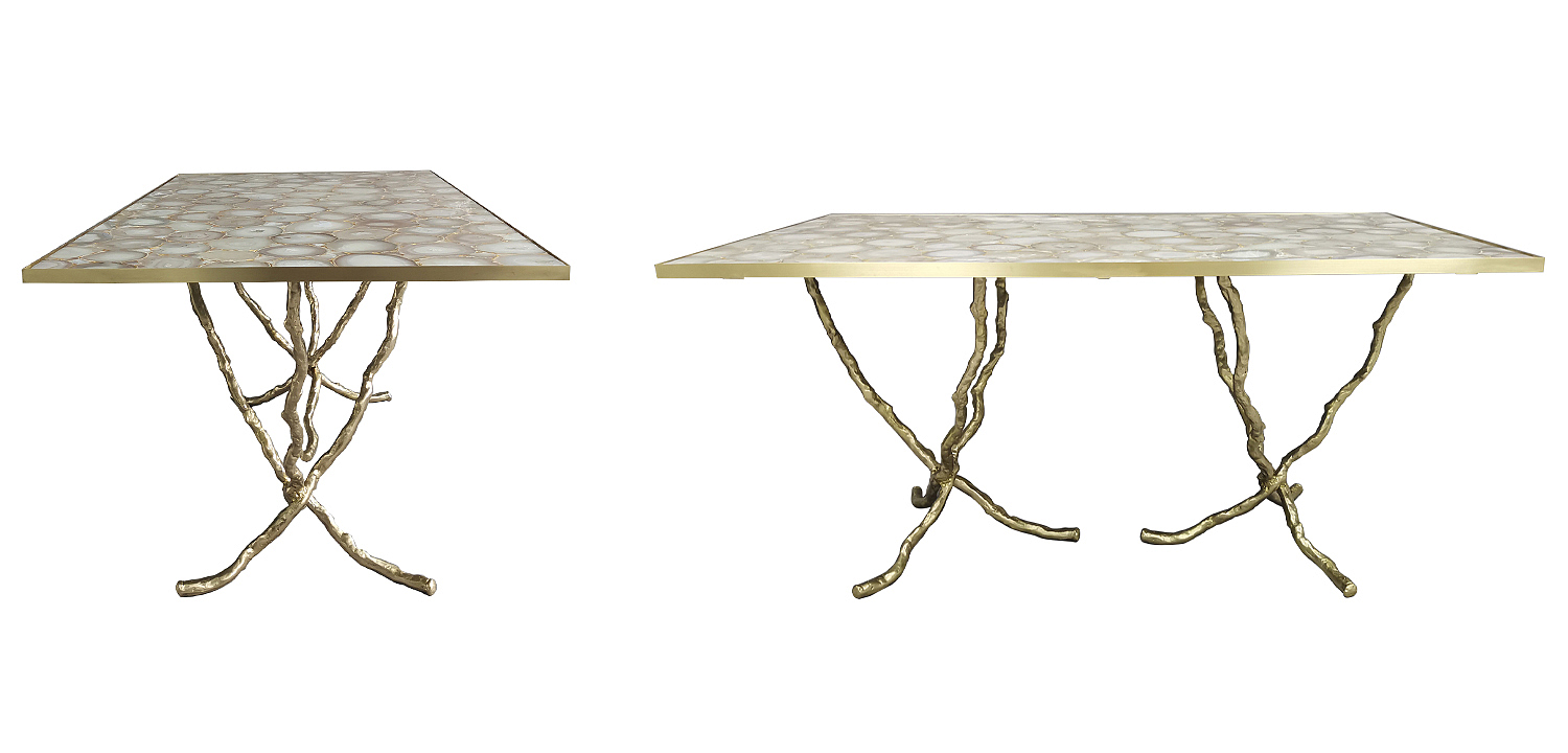 Обеденный стол Agate Design Beige Gold Dining Table Обеденный стол Agate Design Beige Gold Dining Table - Loft-Concept в Тюмени