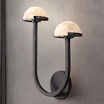 Бра с 2-мя мраморными плафонами на черном корпусе Light Warm Light варинант исполнения - 3 | Loft Concept в Тюмени