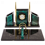 Настольный письменный набор из змеевика с часами Successful Leader варинант исполнения - 1 | Loft Concept в Тюмени