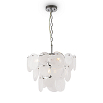 Люстра из белых стеклянных дисков на серебрянном каркасе White Glowing Reflectors варинант исполнения - 3 | Loft Concept в Тюмени