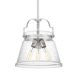 Подвесной светильник с прозрачным стеклянным плафоном в форме колокола с эффектом пузырьков и тремя лампами Quoizel варинант исполнения - 1 | Loft Concept в Тюмени
