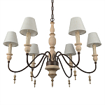 Люстра на металлическом основании с 6-ю белыми тканевыми абажурами Terrain варинант исполнения - 7 | Loft Concept в Тюмени