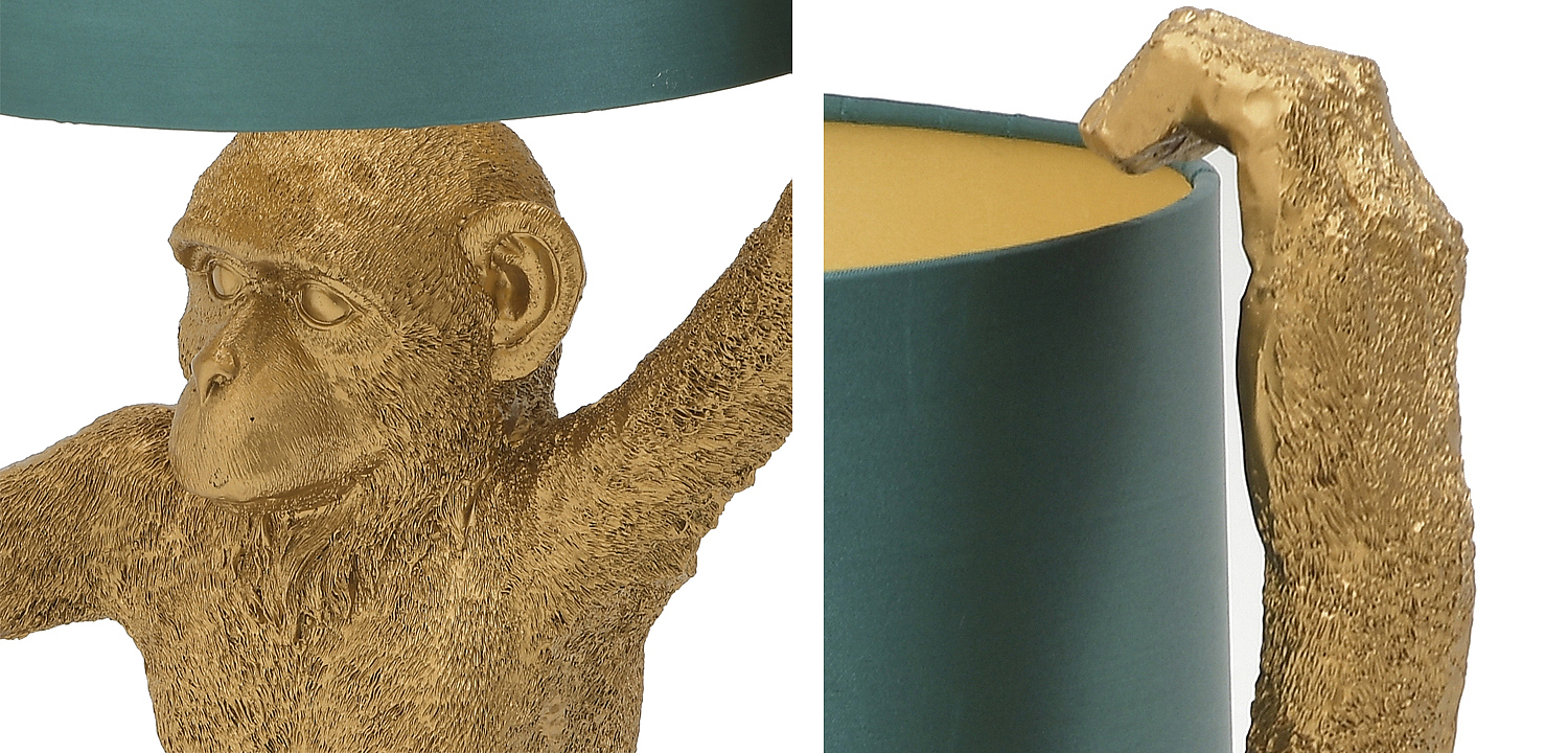Настольная лампа Gold Monkey Holding Lampshade Настольная лампа Gold Monkey Holding Lampshade - Loft-Concept в Тюмени