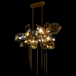 Люстра подвесная с 18-ю стеклянными плафонами с вертикальными подвесками Gilded Mirage  варинант исполнения - 6 | Loft Concept в Тюмени