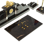 Настольный письменный набор из чёрного обсидиана с декором в виде льва Golden Lion варинант исполнения - 3 | Loft Concept в Тюмени