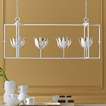 Люстра белая прямоугольная с абажурами в виде цветков тюльпана White Tulips варинант исполнения - 8 | Loft Concept в Тюмени